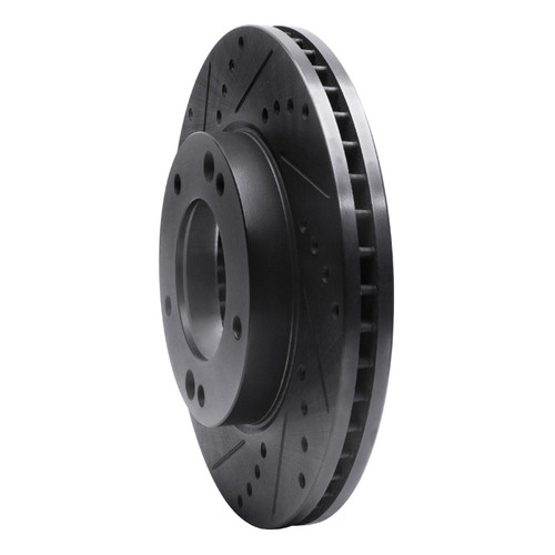 R1 2007-2009 Kia Sorento Front Left Drilled & Slotted Black Brake Rotor