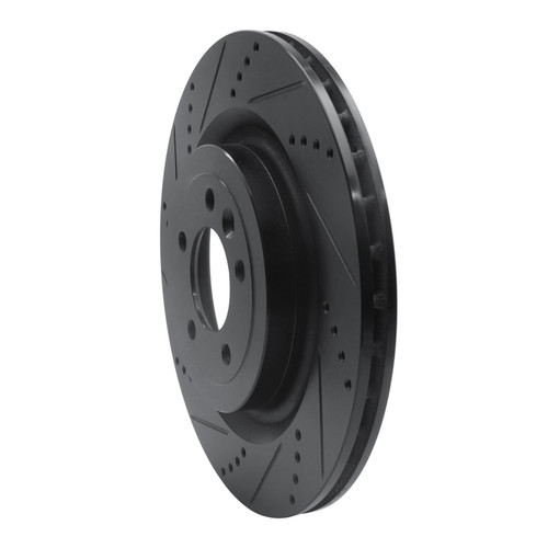 R1 2013-2025 Land Rover Defender 110 Rear Left Drilled & Slotted Black Brake Rotor