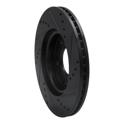 R1 2011-2025 Hyundai Elantra Coupe Front Left Drilled & Slotted Black Brake Rotor