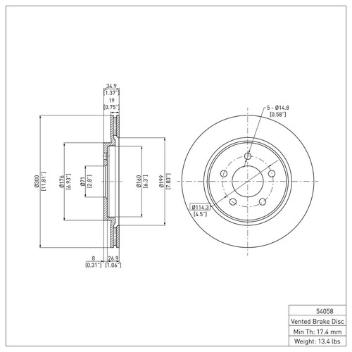 R1 2005-2014 Ford Mustang Rear Brake Rotor