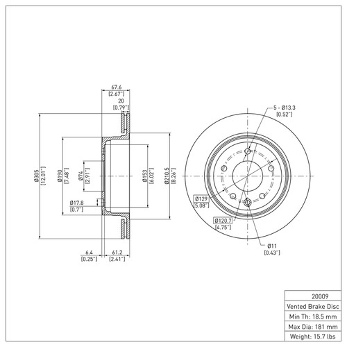 R1 1995-2006 Jaguar VanDEN PLAS Rear Brake Rotor