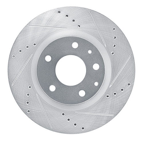 R1 2019-2025 Mazda 3 Front Right Drilled & Slotted Silver Brake Rotor