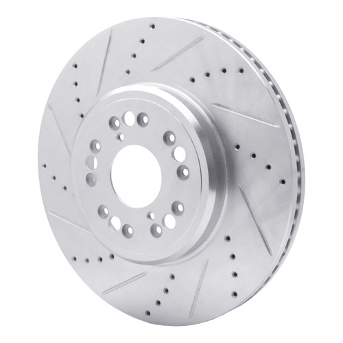 R1 1995-2000 Lexus LS400 Front Left Drilled & Slotted Silver Brake Rotor