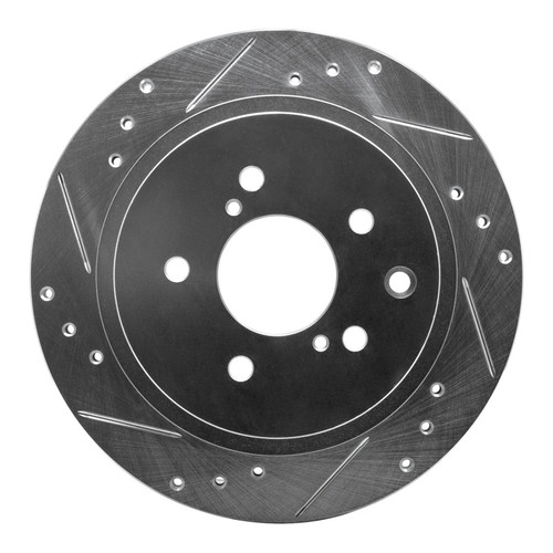 R1 1989-1996 Nissan 300ZX Turbo Rear Left Drilled & Slotted Silver Brake Rotor