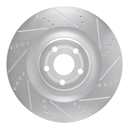 R1 2021-2025 Ford Mustang Mach-E Front Right Drilled & Slotted Silver Brake Rotor