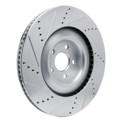 R1 2021-2025 Ford Mustang Mach-E Front Right Drilled & Slotted Silver Brake Rotor