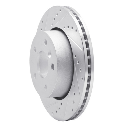 R1 1994-2002 Land Rover Range Rover Front Left Drilled & Slotted Silver Brake Rotor