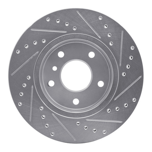R1 1994-2002 Land Rover Range Rover Front Left Drilled & Slotted Silver Brake Rotor
