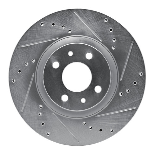 R1 2012-2019 Fiat 500 (USA/Canada) Front Right Drilled & Slotted Silver Brake Rotor