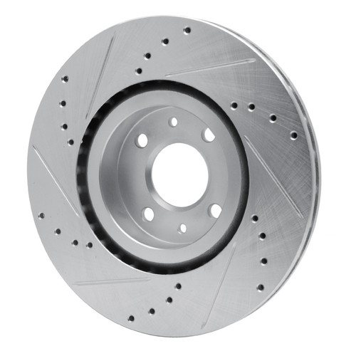 R1 2012-2019 Fiat 500 (USA/Canada) Front Right Drilled & Slotted Silver Brake Rotor
