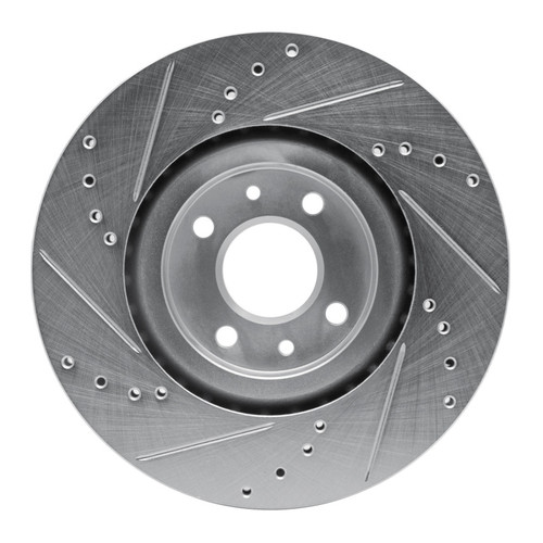 R1 2012-2019 Fiat 500 (USA/Canada) Front Right Drilled & Slotted Silver Brake Rotor