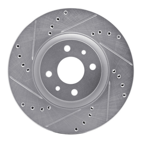 R1 2012-2019 Fiat 500 (USA/Canada) Front Left Drilled & Slotted Silver Brake Rotor