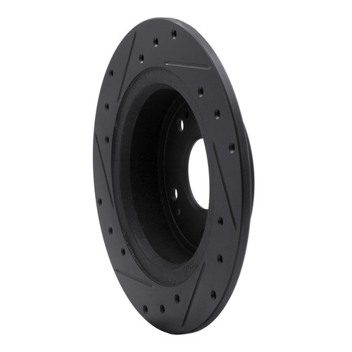 R1 2005-2022 Acura TSX Rear Right Drilled & Slotted Black Brake Rotor