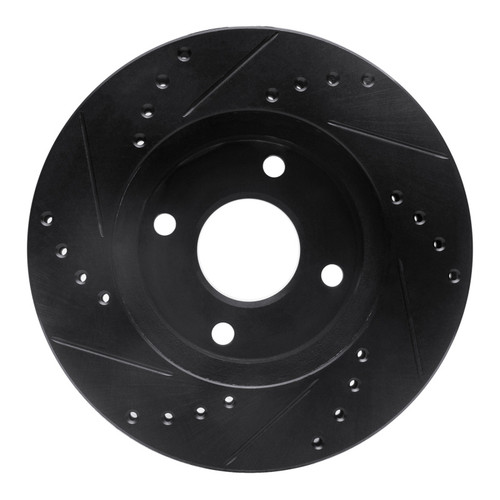 R1 1995-2004 Ford CONTOUR Front Right Drilled & Slotted Black Brake Rotor