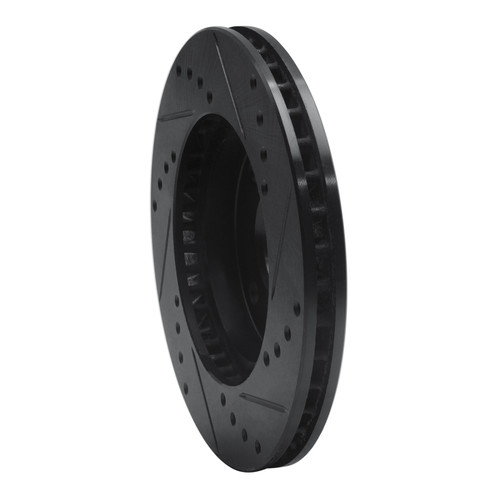 R1 1995-2004 Ford CONTOUR Front Left Drilled & Slotted Black Brake Rotor