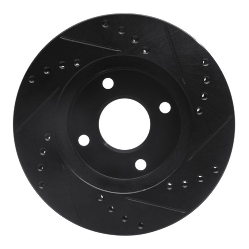 R1 1995-2004 Ford CONTOUR Front Left Drilled & Slotted Black Brake Rotor