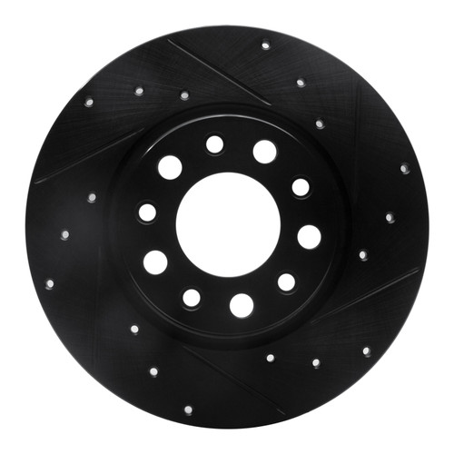 R1 2014-2022 Chrysler 200 Rear Right Drilled & Slotted Black Brake Rotor