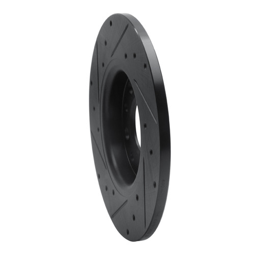 R1 2014-2022 Chrysler 200 Rear Right Drilled & Slotted Black Brake Rotor