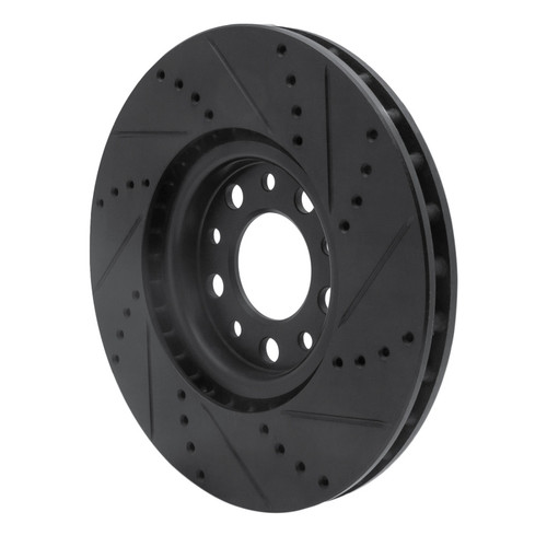 R1 2013-2023 Chrysler 200 Front Left Drilled & Slotted Black Brake Rotor