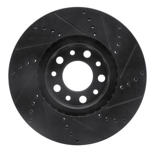 R1 2013-2023 Chrysler 200 Front Left Drilled & Slotted Black Brake Rotor