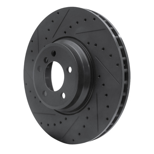 R1 2007-2008 BMW ALPINA B7 Front Left Drilled & Slotted Black Brake Rotor