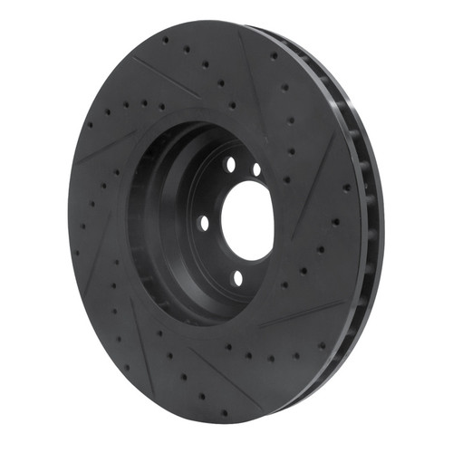 R1 2007-2008 BMW ALPINA B7 Front Left Drilled & Slotted Black Brake Rotor