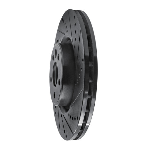 R1 2007-2016 Volvo S60 Front Right Drilled & Slotted Black Brake Rotor