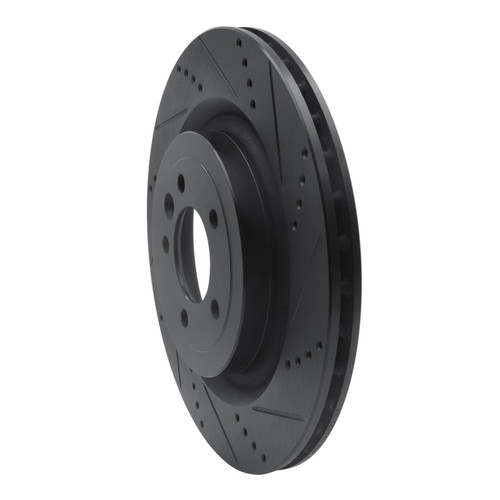 R1 2013-2025 Land Rover Defender 110 Rear Right Drilled & Slotted Black Brake Rotor