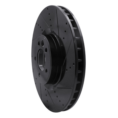 R1 2010-2017 Land Rover Range Rover Sport Front Right Drilled & Slotted Black Brake Rotor