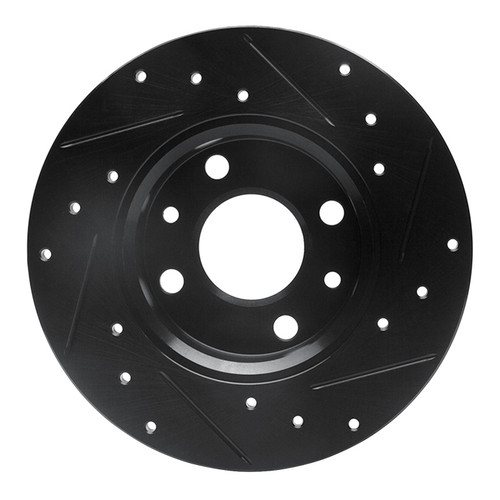 R1 2009-2019 Fiat 500 (Mexico) Rear Left Drilled & Slotted Black Brake Rotor