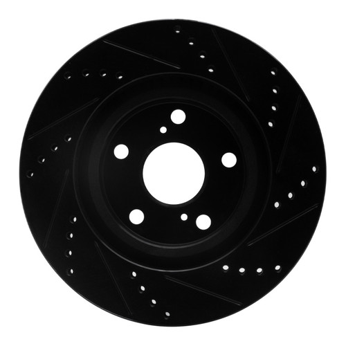 R1 2021-2025 Hyundai Ioniq 6 Front Left Drilled & Slotted Black Brake Rotor