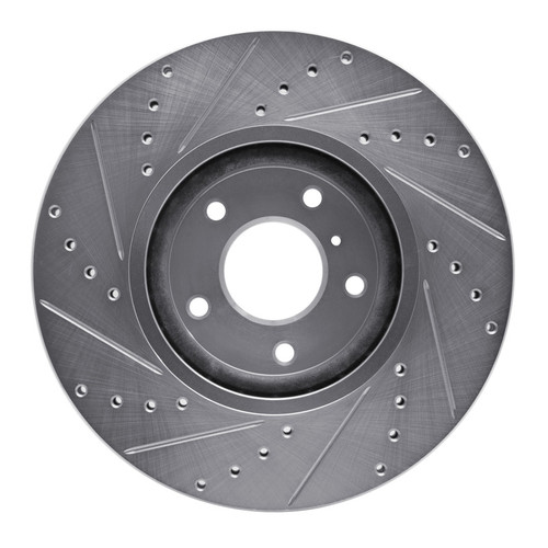R1 2003-2023 Infiniti M35 Front Right Drilled & Slotted Silver Brake Rotor