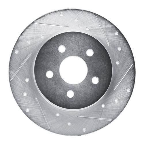 R1 87-91 Chrysler TC Maserati Rear Right Drilled & Slotted Silver Brake Rotor