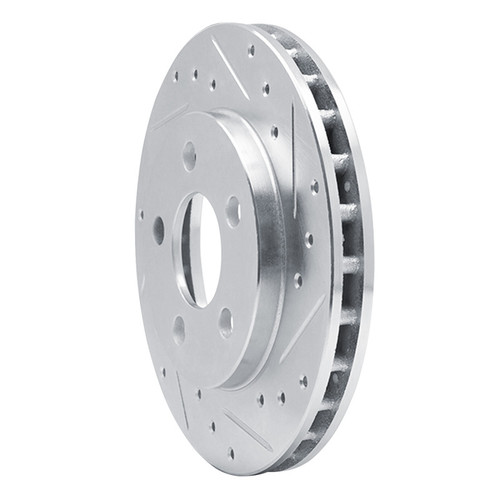 R1 85-89 Dodge ARIES Front Right Drilled & Slotted Silver Brake Rotor