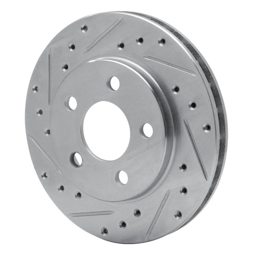 R1 85-89 Dodge SHADOW Front Left Drilled & Slotted Silver Brake Rotor