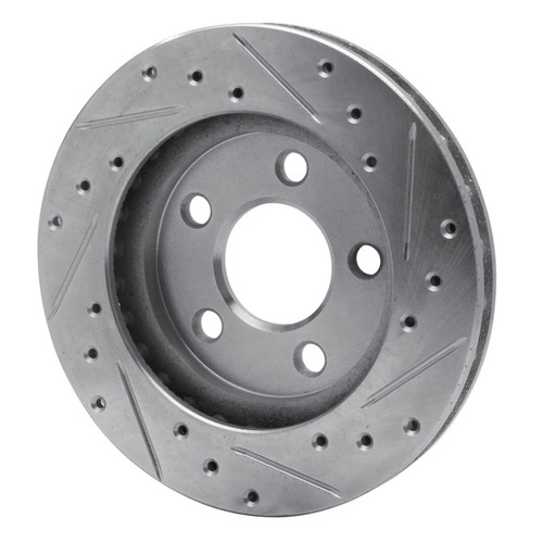 R1 85-89 Dodge SHADOW Front Left Drilled & Slotted Silver Brake Rotor