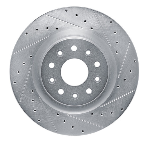 R1 20-25 Chrysler Pacifica Front Right Drilled & Slotted Silver Brake Rotor