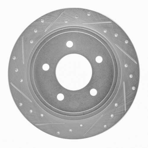 R1 04-08 Chrysler Pacifica Rear Left Drilled & Slotted Silver Brake Rotor