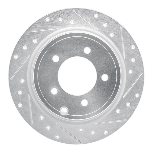 R1 07-17 Chrysler SEBRING Rear Right Drilled & Slotted Silver Brake Rotor