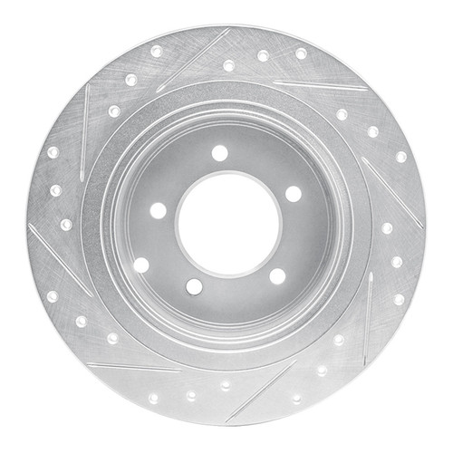 R1 07-17 Chrysler SEBRING Rear Right Drilled & Slotted Silver Brake Rotor