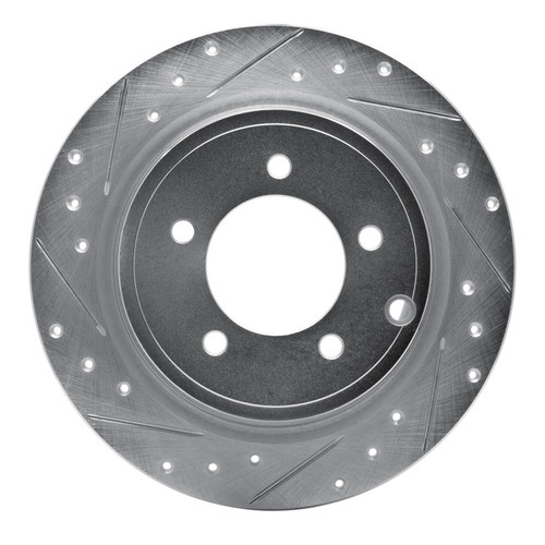 R1 07-17 Chrysler 200 Rear Left Drilled & Slotted Silver Brake Rotor