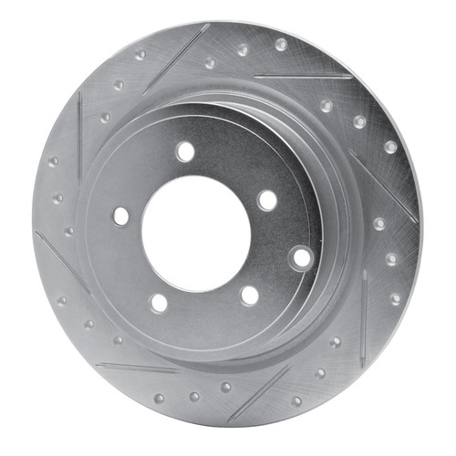 R1 07-17 Chrysler 200 Rear Left Drilled & Slotted Silver Brake Rotor