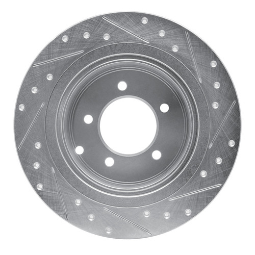 R1 07-17 Chrysler 200 Rear Left Drilled & Slotted Silver Brake Rotor
