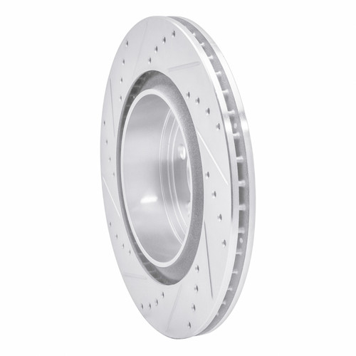 R1 06-23 Dodge Magnum Rear Right Drilled & Slotted Silver Brake Rotor