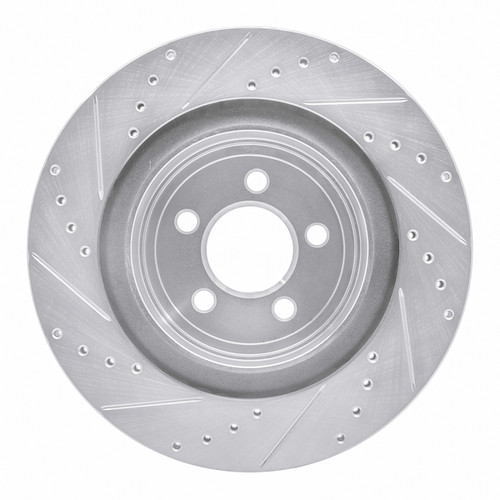 R1 06-23 Dodge Magnum Rear Right Drilled & Slotted Silver Brake Rotor