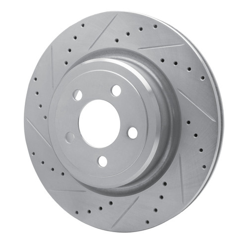 R1 06-23 Dodge Magnum Rear Left Drilled & Slotted Silver Brake Rotor