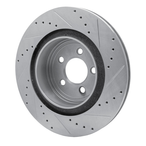 R1 06-23 Dodge Magnum Rear Left Drilled & Slotted Silver Brake Rotor