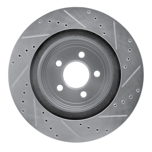 R1 06-23 Dodge Magnum Rear Left Drilled & Slotted Silver Brake Rotor
