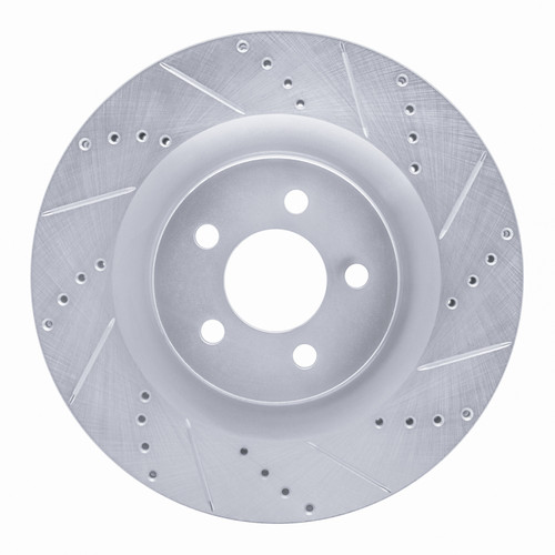 R1 05-23 Chrysler 300 Front Right Drilled & Slotted Silver Brake Rotor