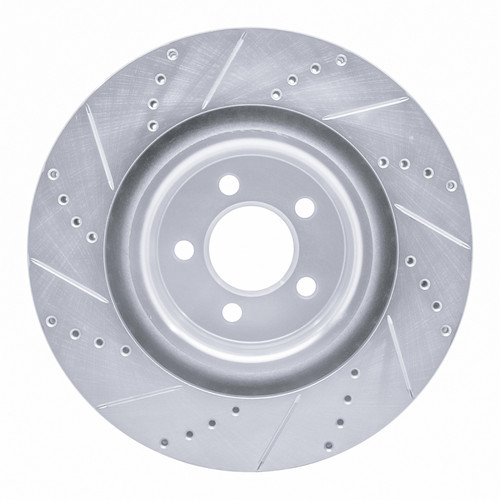 R1 05-23 Chrysler 300 Front Right Drilled & Slotted Silver Brake Rotor
